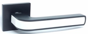 Ручка дверная KEDR R21-830 MBP/WH (чёрный матовый/белая вставка)